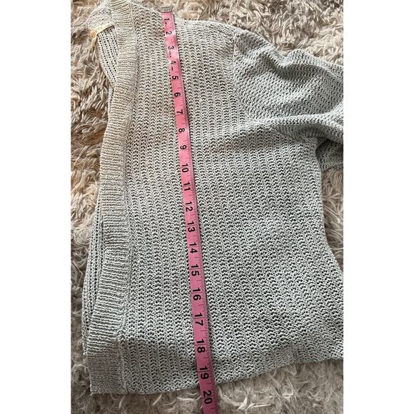 Eileen Fisher Women’s Petite L Silk Linen Blend Cardigan Size Open Front Blue - Picture 6 of 6